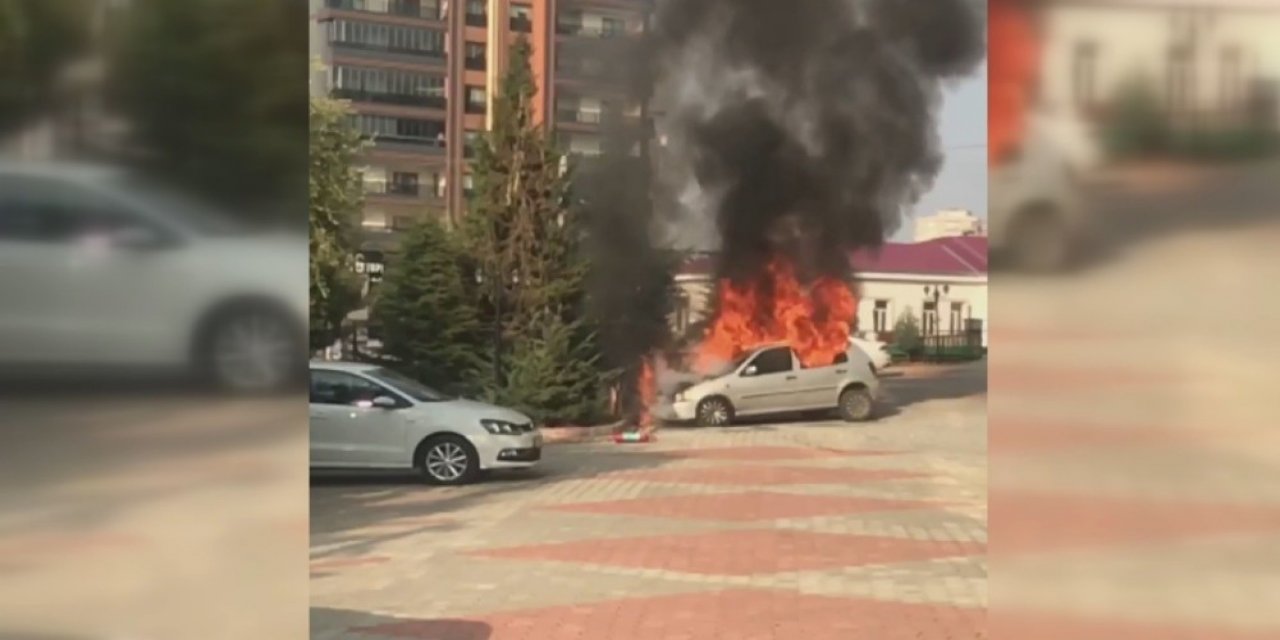 Otomobil Alev Alev Yandı