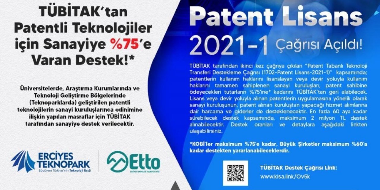 Tübi̇tak’tan Patentli Teknolojiler İçin Sanayiye %75’e Varan Destek