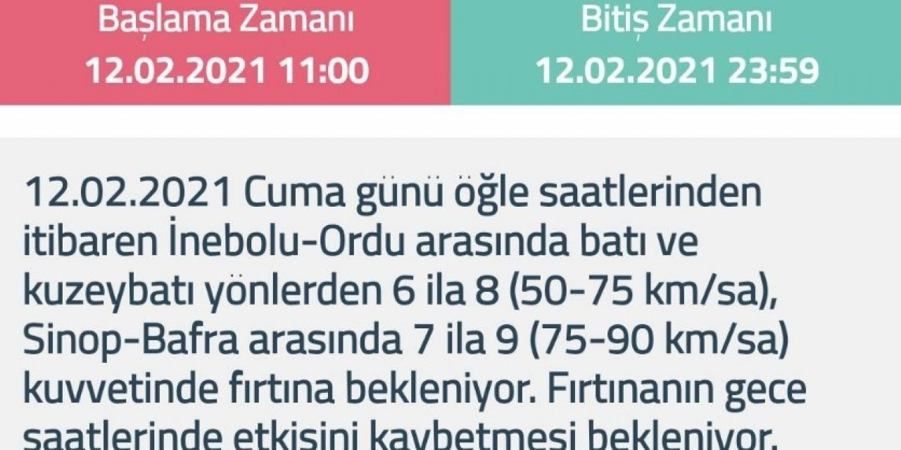 Meteoroloji’den Fırtına Uyarısı