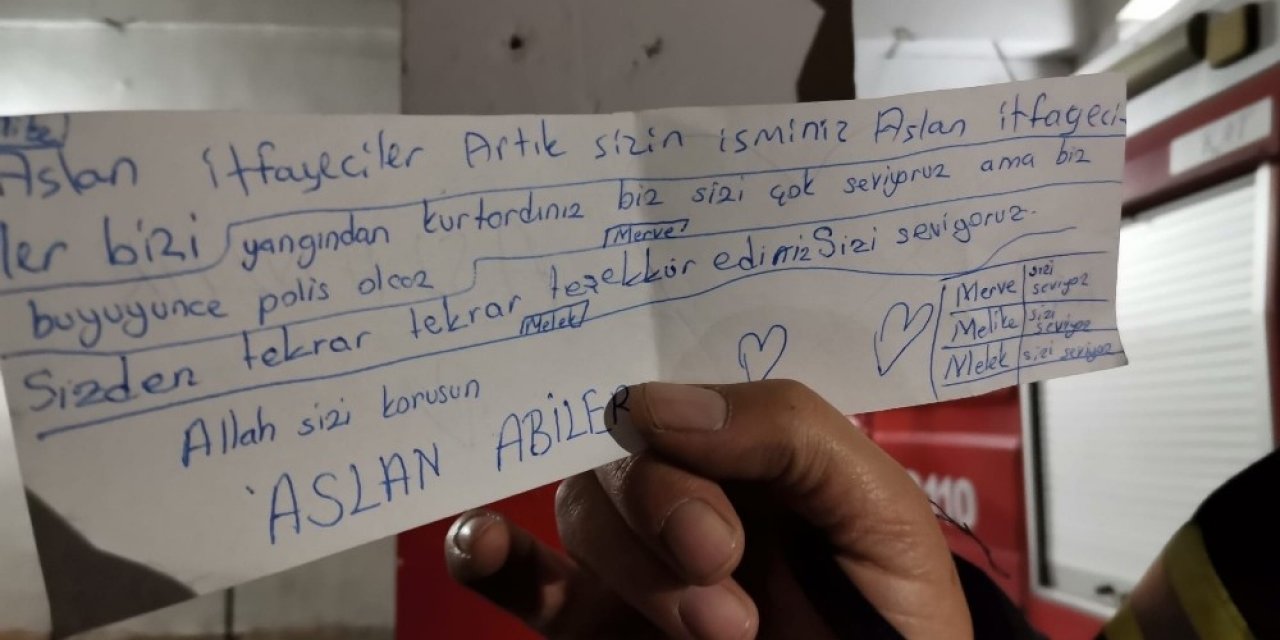 Çocuklardan İtfaiyecilere Tebessüm Ettiren Not