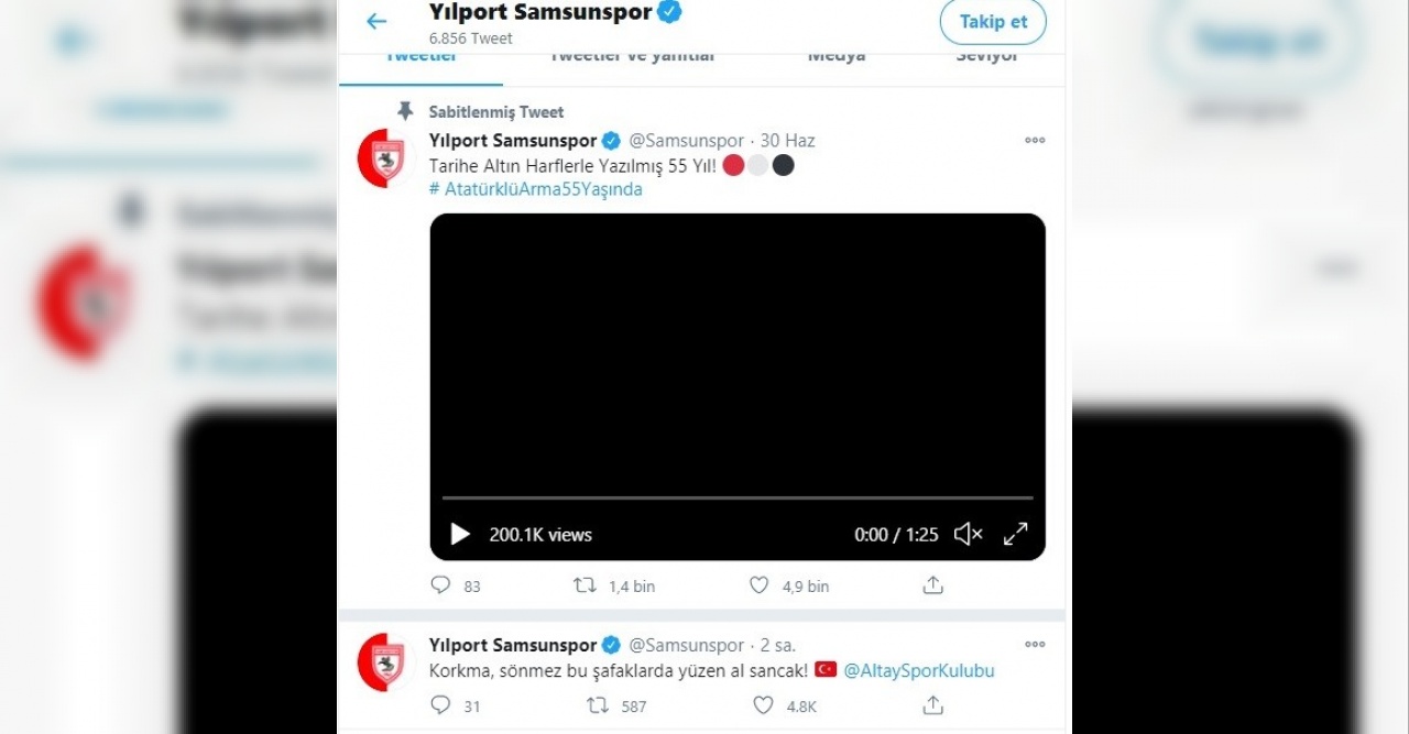 İstiklal Marşı’nın ilk cümlesini paylaşan Samsunspor’a destek, diğer futbol kulüplerinden geldi.
