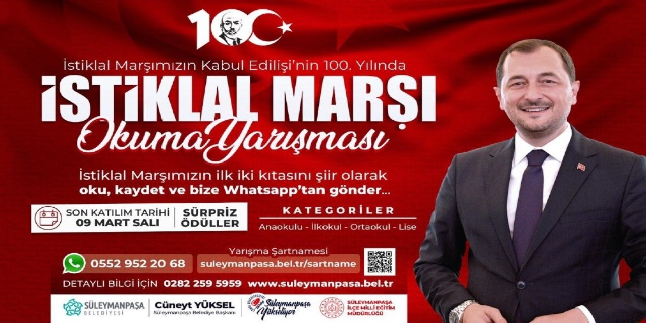 Süleymanpaşa Belediyesinden İ̇stiklal Marşı Okuma Yarışması