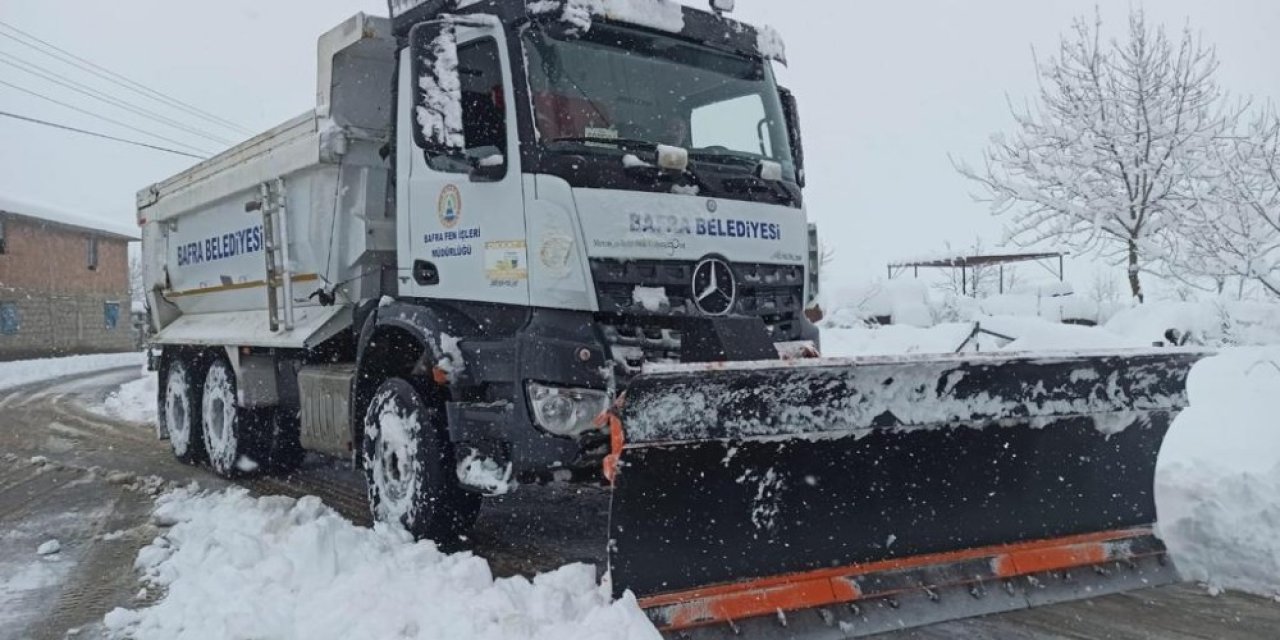 Bafra Belediyesi’nden Kar Mesaisi