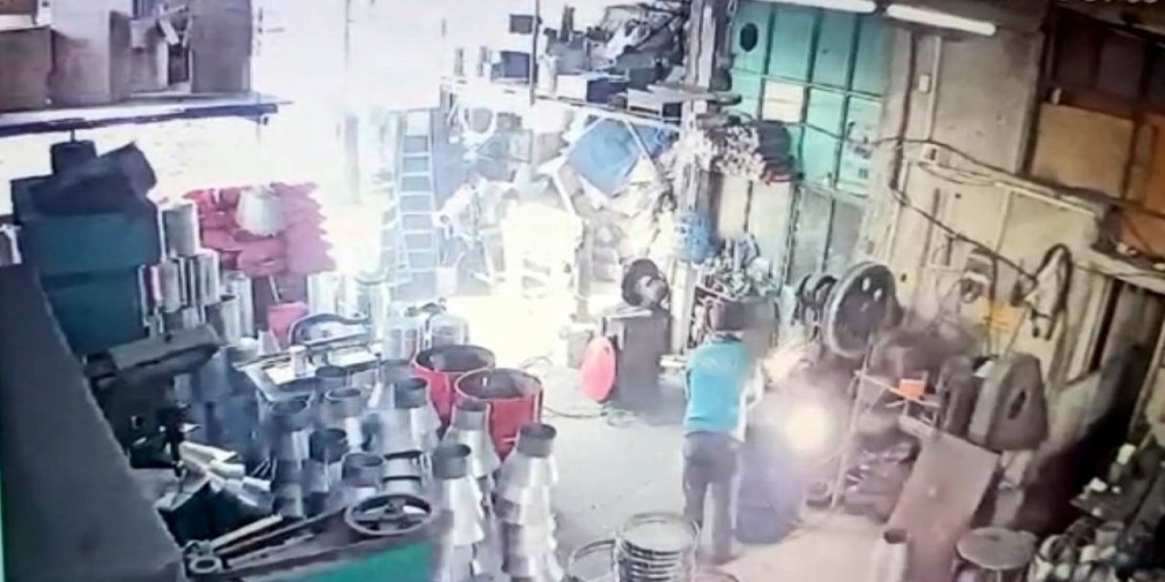 İ̇şçinin Ölümüne Sebep Olan Yağ Varilinin Patlama Anı Kameraya Yansıdı