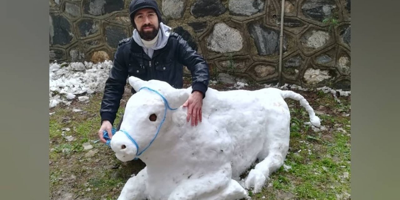 Kardan Boğa Yaptı, Görenler Gözlerine İnanamadı