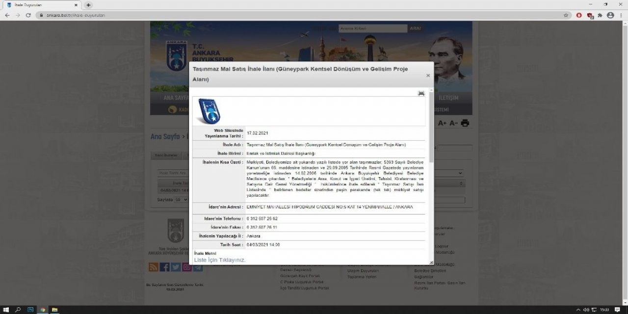 Ankara Büyükşehir Belediyesi, Çankaya’daki Gayrimenkullerini Satışa Çıkarıyor
