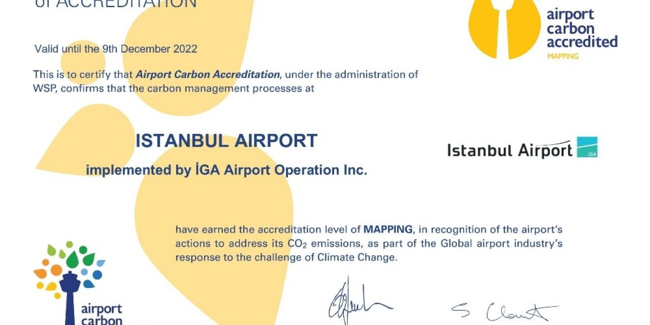 İ̇stanbul Havalimanı, Uluslararası Havalimanları Konseyi’nin İklim-akıllı Havalimanları Listesinde