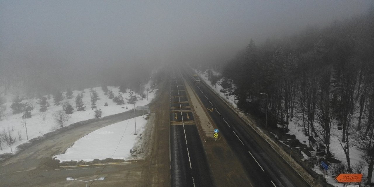 Bolu Dağı’nda Yoğun Sis Havadan Görüntülendi