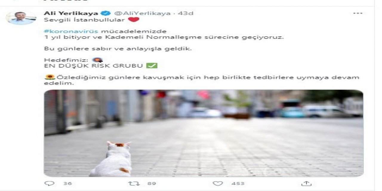 Vali Yerlikaya’dan Normalleşme Süreci Paylaşımı