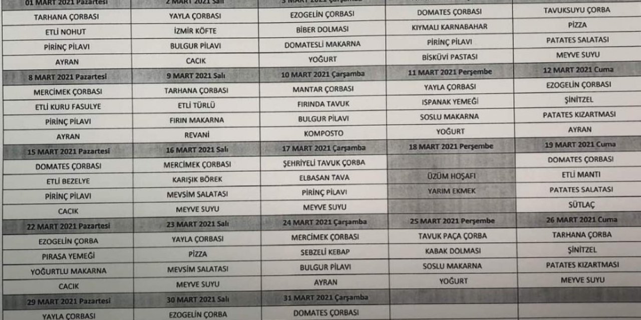 O Okulun Menüsü Ekmek Ve Üzüm Hoşafı Oldu