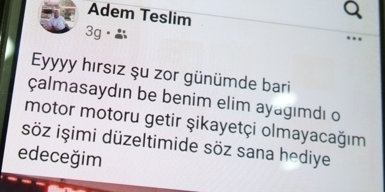 Balıkesirli Lokantacı, Motorunu Çalan Hırsıza Sosyal Medyadan Mesaj Yazdı