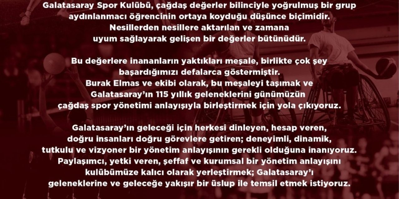 Galatasaray Başkan Adayı Burak Elmas, Ekibini Duyurdu