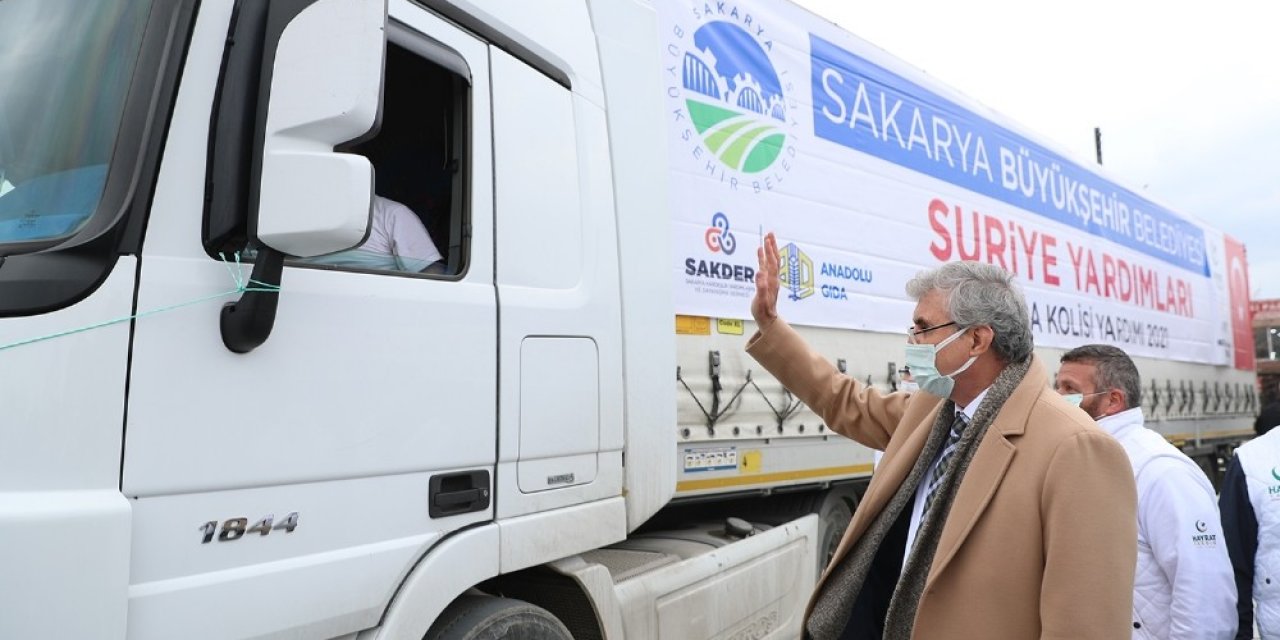 İ̇dlib’e Gitmek İçin Hazırlanan 11 Tır Yardım Malzemesi Sakarya’dan Yola Çıktı