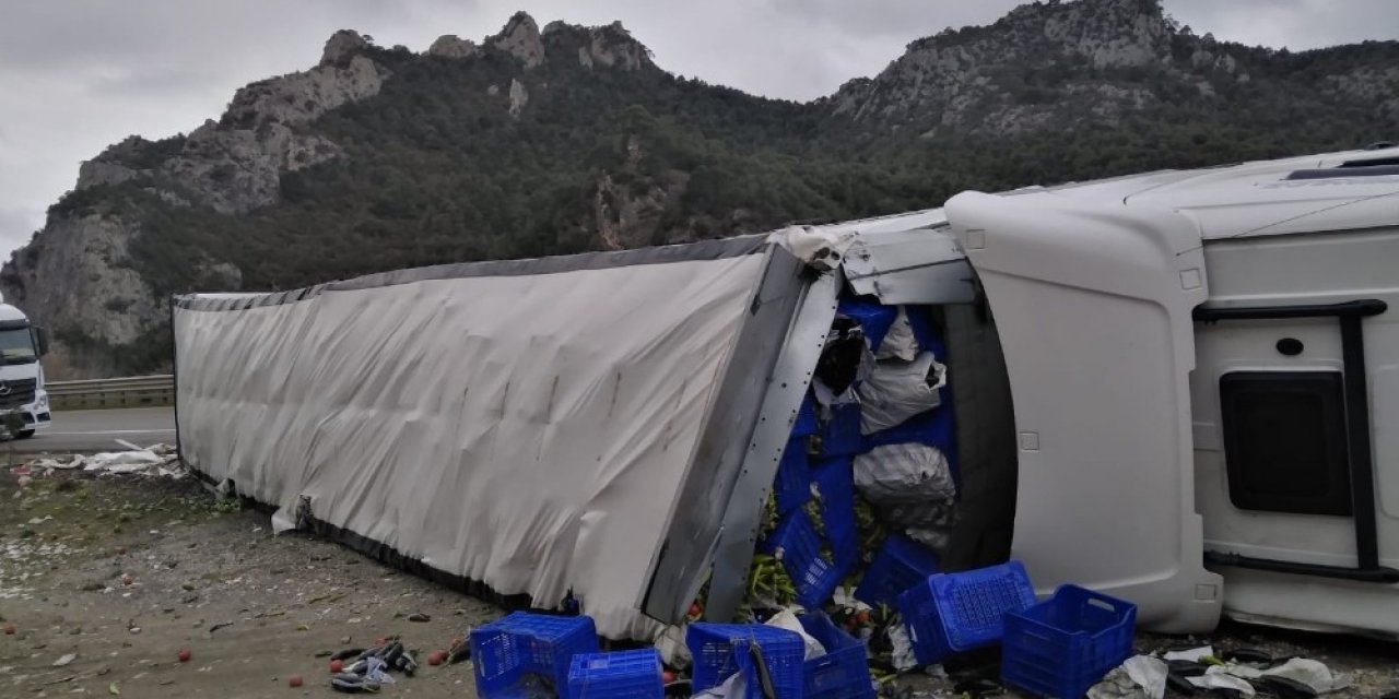 Bilecik’te Sebze Yüklü Tır Devrildi: 1 Yaralı