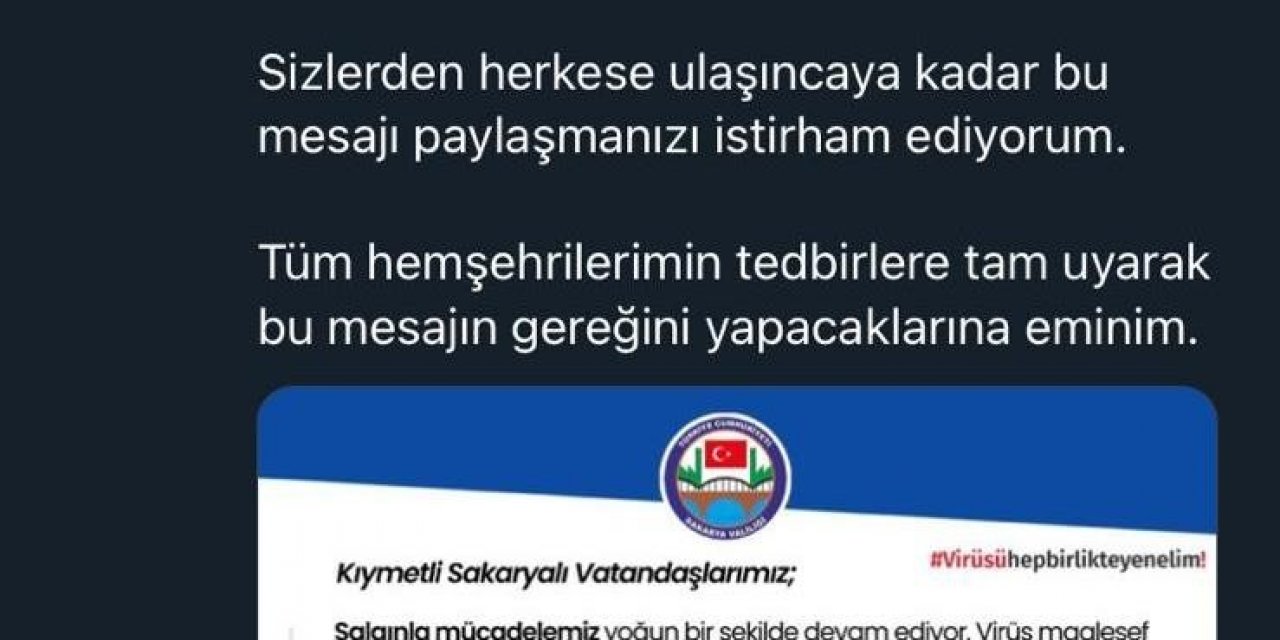 Kırmızı Kategorideki Sakarya Valisi Uyardı: