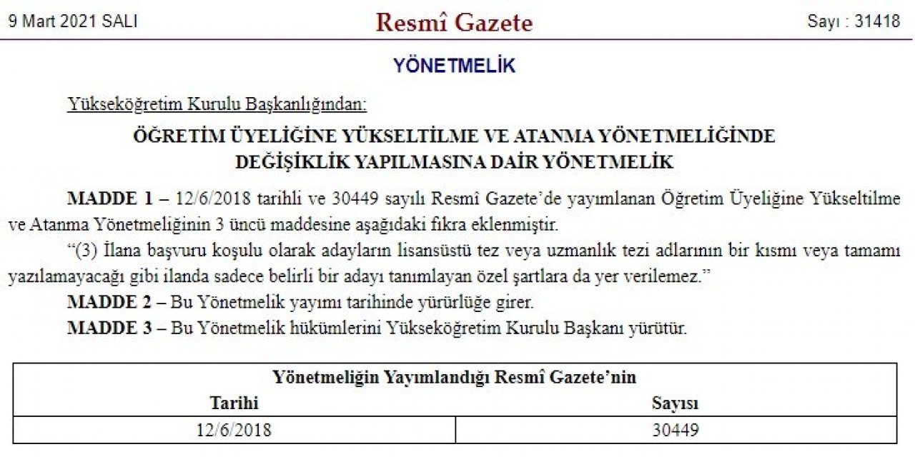 Yök’ten Üniversitelerin Akademisyen Alımlarında "kişiye Özel" İlana Son Veren Düzenleme