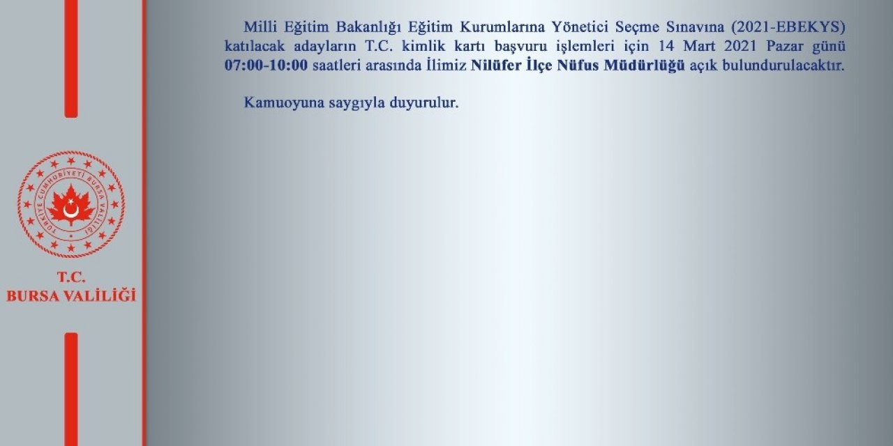 Nilüfer İ̇lçe Nüfus Müdürlüğü Pazar Günü Açık