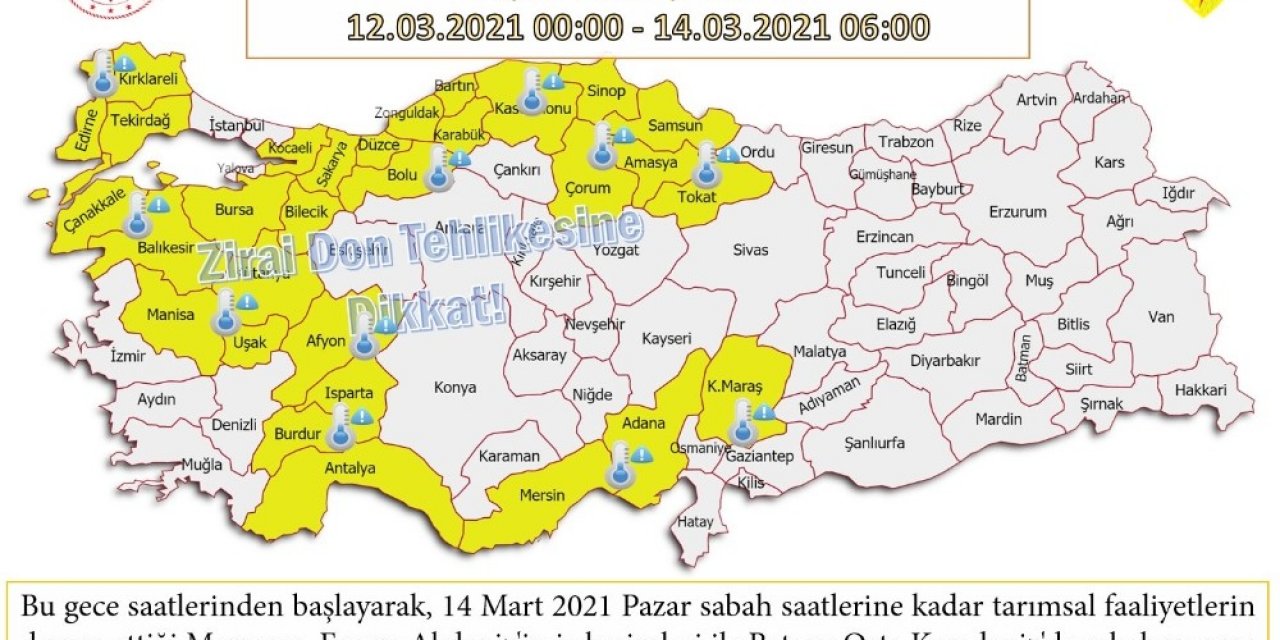 Orta Karadeniz’de Zirai Don Uyarısı