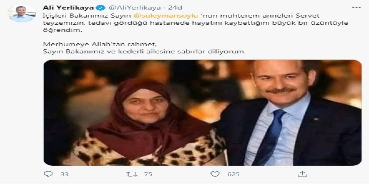 İ̇stanbul Valisi Ali Yerlikaya’dan, Süleyman Soylu’ya Baş Sağlığı