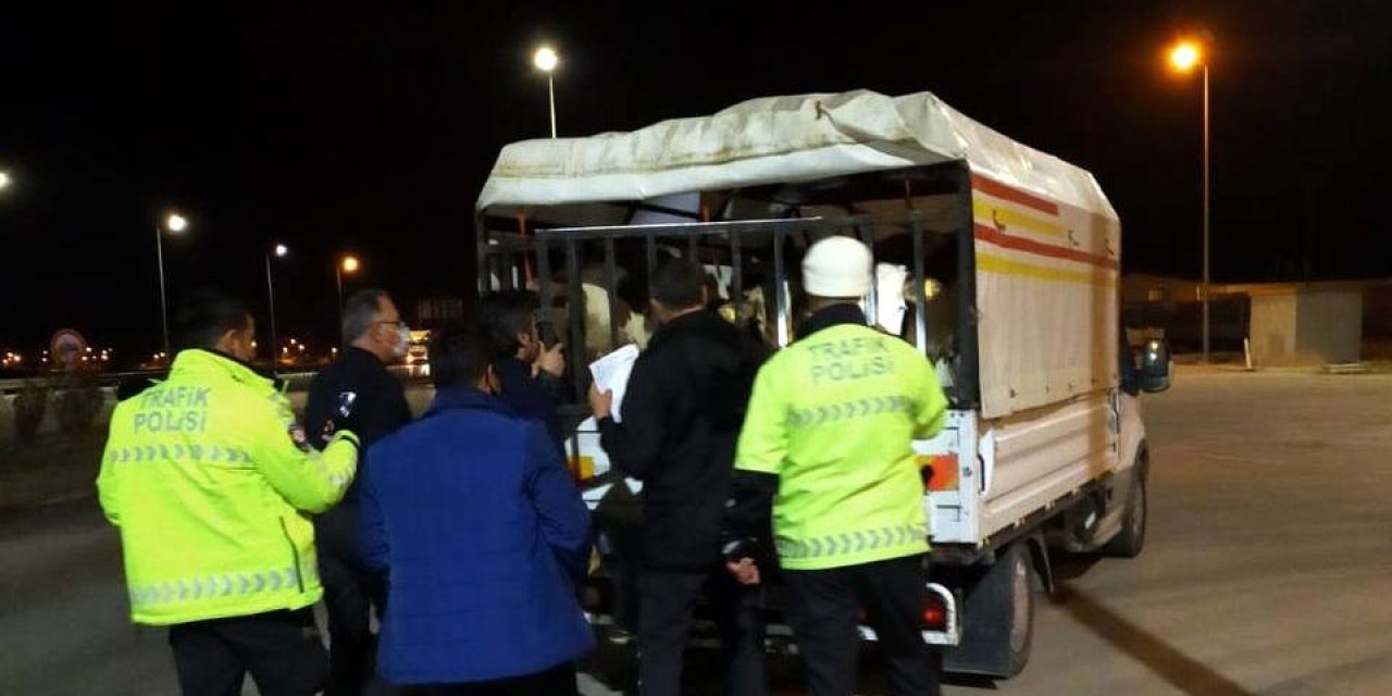 Polisin ‘dur’ İkazına Uymayan Araçtan Nâkile Uygun Olmayan Büyükbaş Hayvanlar Çıktı