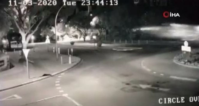 Direksiyon hakimiyetini kaybeden sürücü havaya uçtu