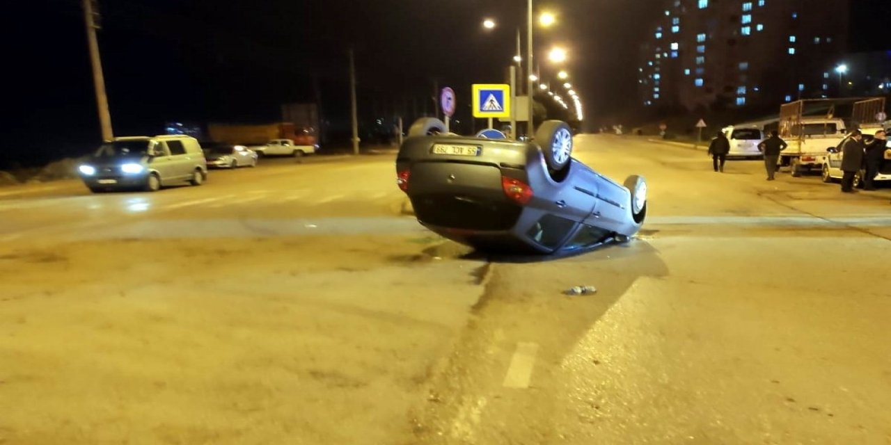 Samsun’da Otomobil Takla Attı: 1 Yaralı