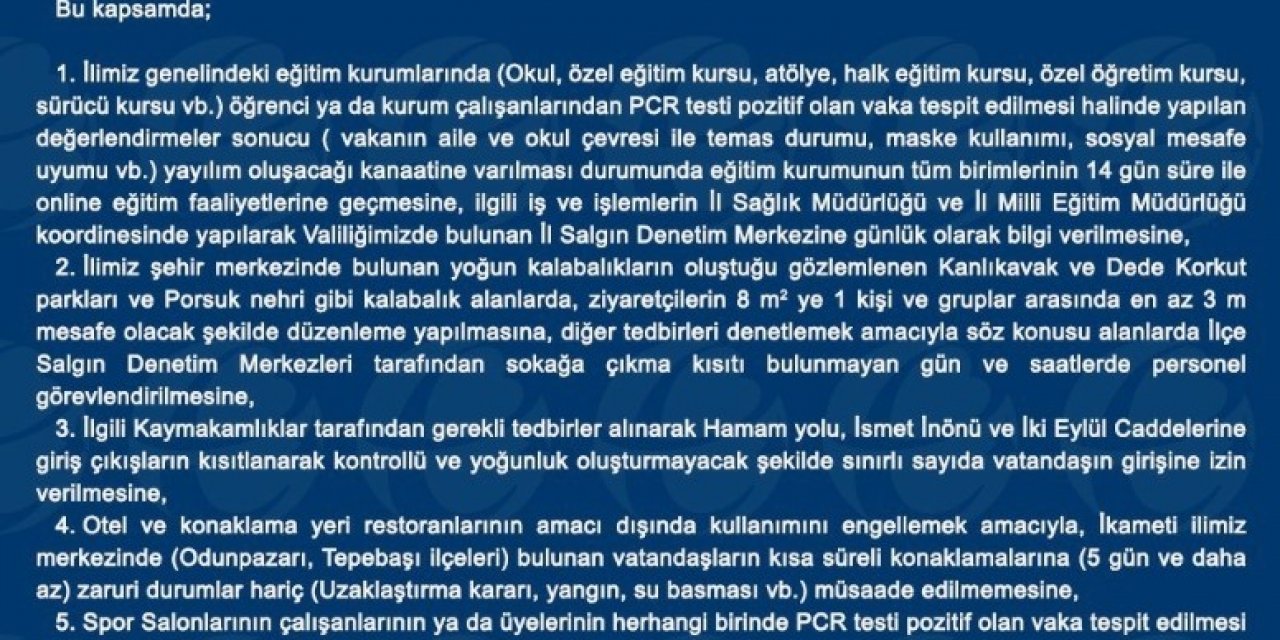 Eskişehir’de Yeni Korona Virüs Önlemleri