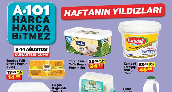 A 101 Market 8 – 15 Ağustos indirim broşürü haftalık aktüel katalog..! Dr. Oetker pizza, Loreal krem, Ekici beyaz peynir ve daha fazlası