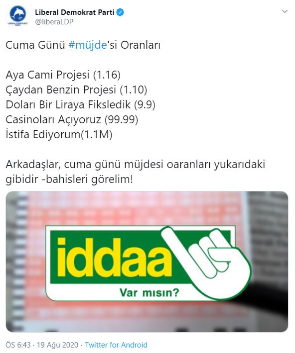 Son dakika: Erdoğan &quot;müjde&quot; vereceğiz dedi, o parti oranları Twitter&#039;dan açıkladı..!