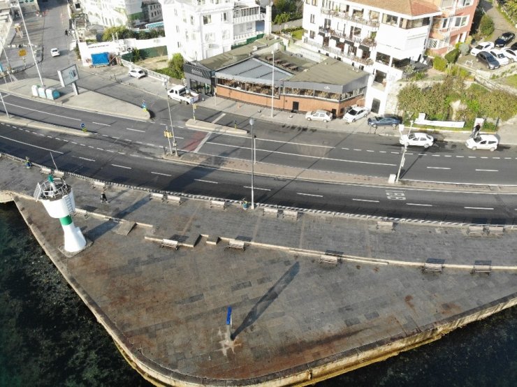 Sessizliğin Hakim Olduğu Bebek Sahili Havadan Görüntülendi