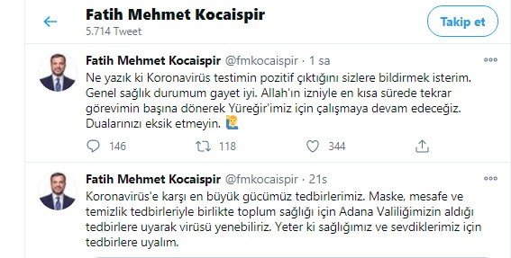Yüreğir Belediye Başkanı Kocaispir Koronaya Yakalandı