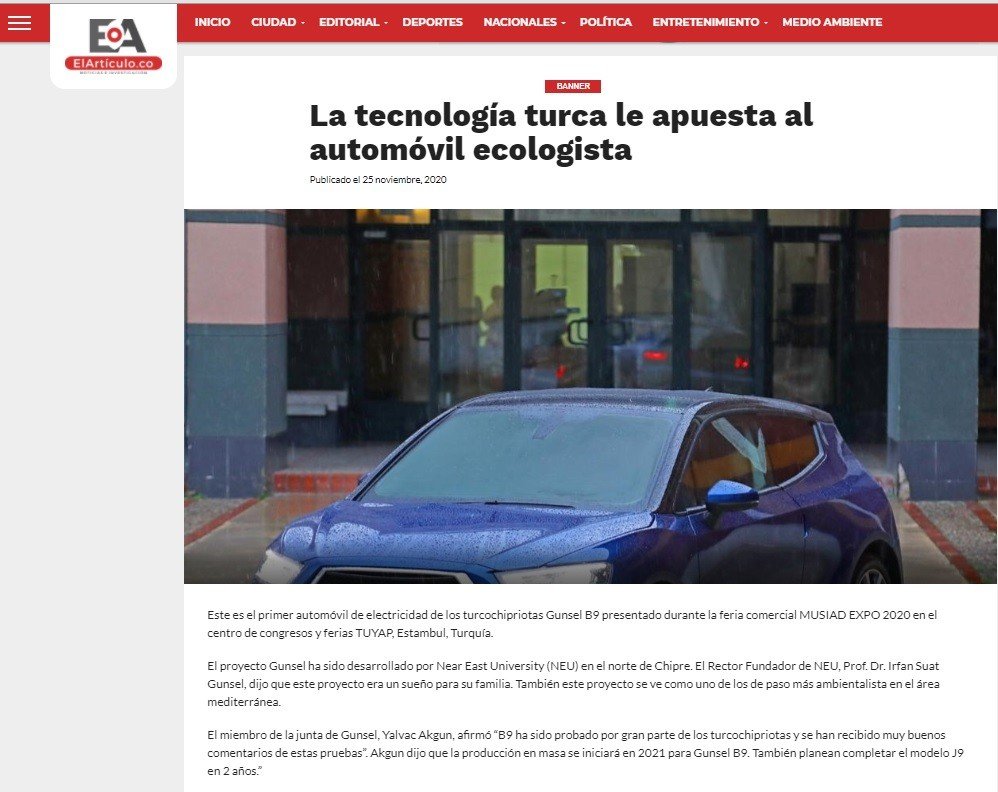 Kktc’nin Yerli Ve Milli Otomobili Günsel, Dünya Basınında Büyük Ses Getirdi
