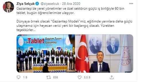 Gaziantep Modeli Milli Eğitim Bakanı’nın Takdirini Topladı