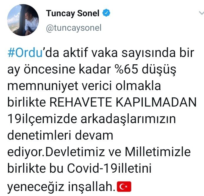 Ordu’da Korona Virüs Vakaları Yüzde 65 Azaldı