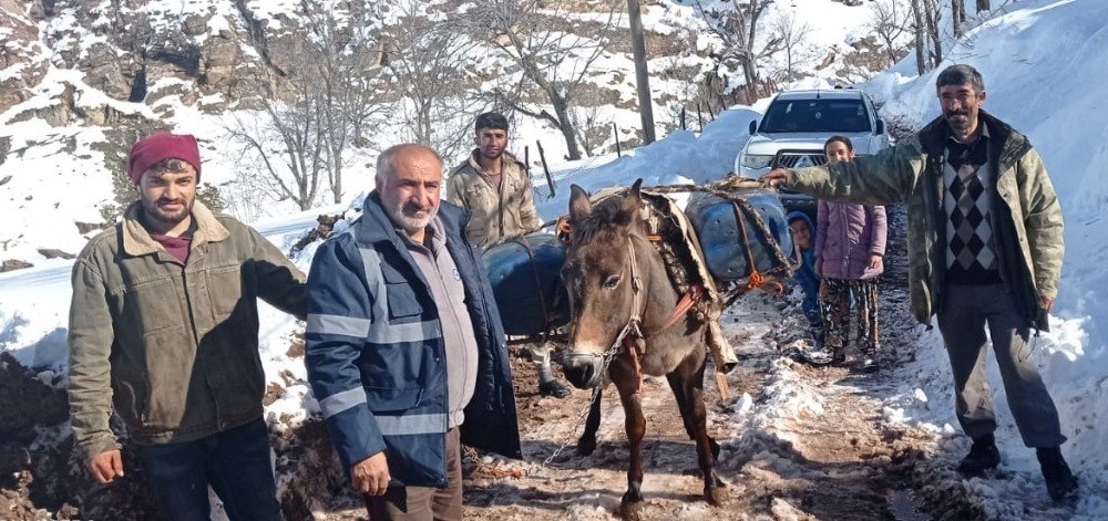 Karla Mücadelede Kesintisiz Hizmet İçin Katır Sırtında Mazot Taşıdılar