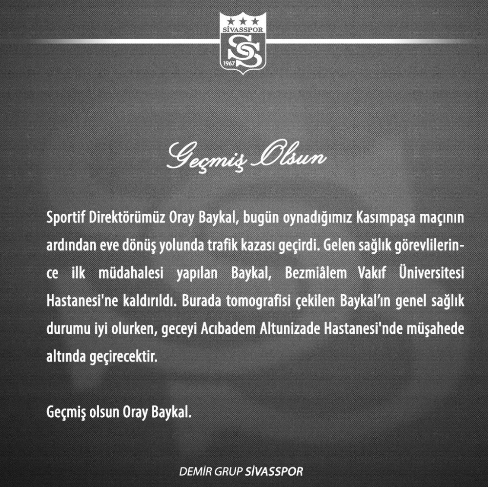 Sivasspor’da Sportif Direktör Kaza Geçirdi!
