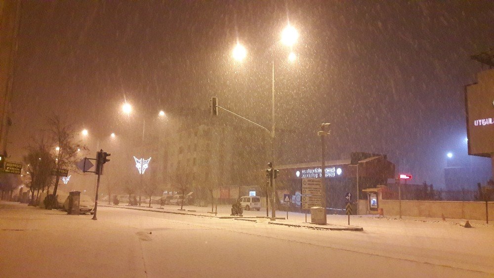 Iğdır’da Gece Lapa Lapa Yağan Kar Görsel Şölen Oluşturdu