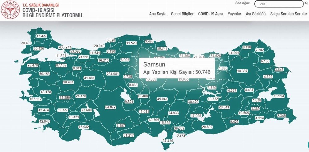Samsun’da Aşılanan Kişi Sayısı 50 Bini Geçti