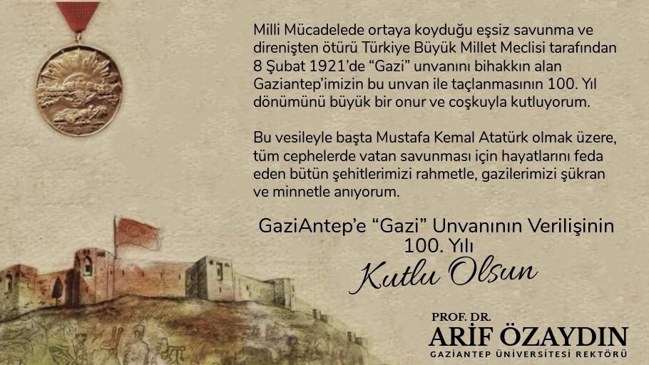 Özaydın, Gazilik Unvanı Verilişinin 100’üncü Yıl Dönümünü Kutladı