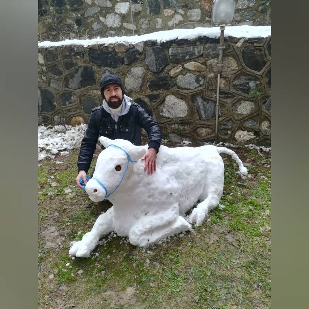 Kardan Boğa Yaptı, Görenler Gözlerine İnanamadı