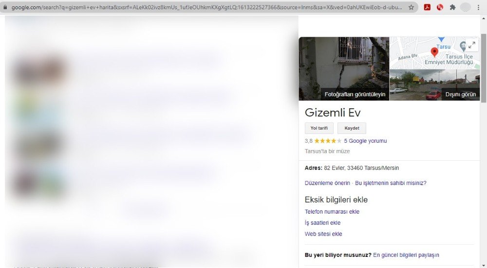 Tarsus’taki Kazı Evi Haritalara "gizemli Ev" Olarak Girdi