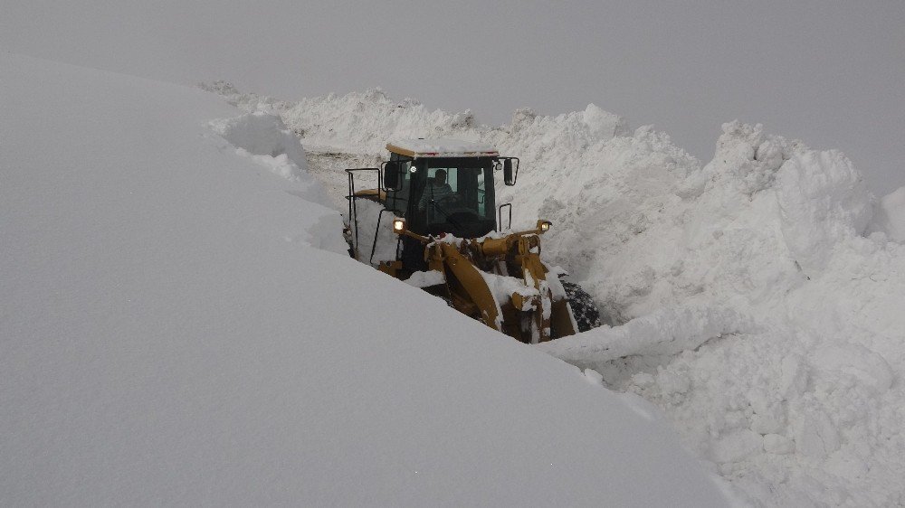 Muş’ta İş Makinelerinin 5-6 Metrelik Karla Mücadelesi