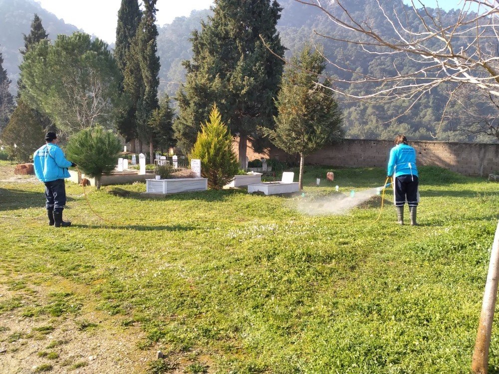 Mezarlıklarda Temizlik Ve İlaçlama Çalışmaları Başladı