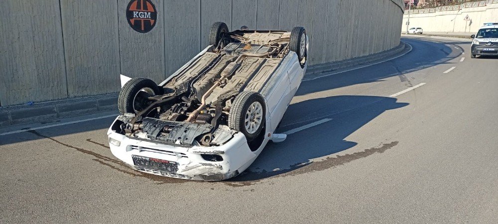 Otomobil Takla Attı, Sürücünün Burnu Bile Kanamadı
