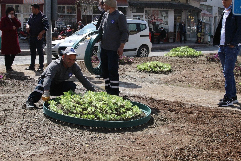 Korkuteli’ İlçesinde 11 Bin Çiçek Toprakla Buluştu