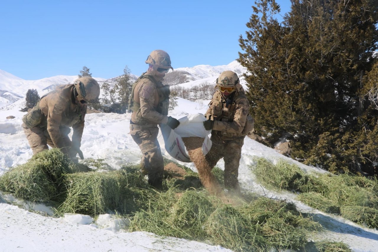 Tunceli’de Yaban Hayvanlarına Helikopterle Yem Desteği