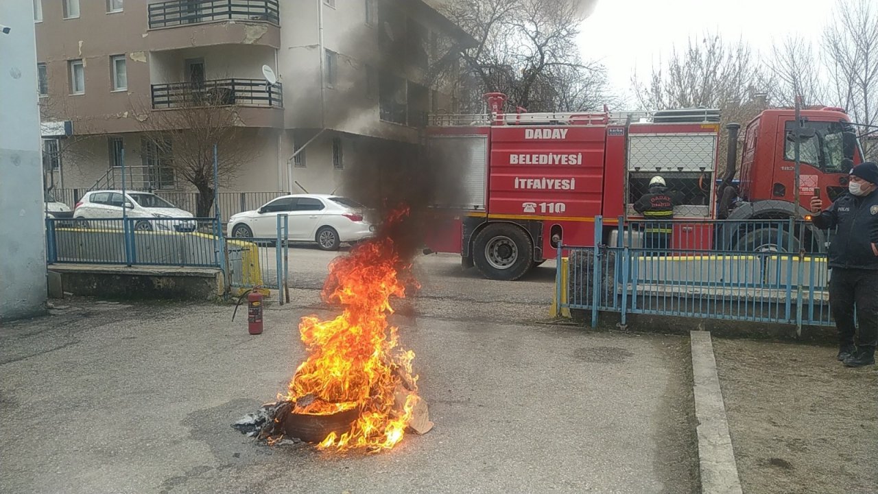 Daday’da Emniyet Güçleri Yangın Tatbikatı Yaptı