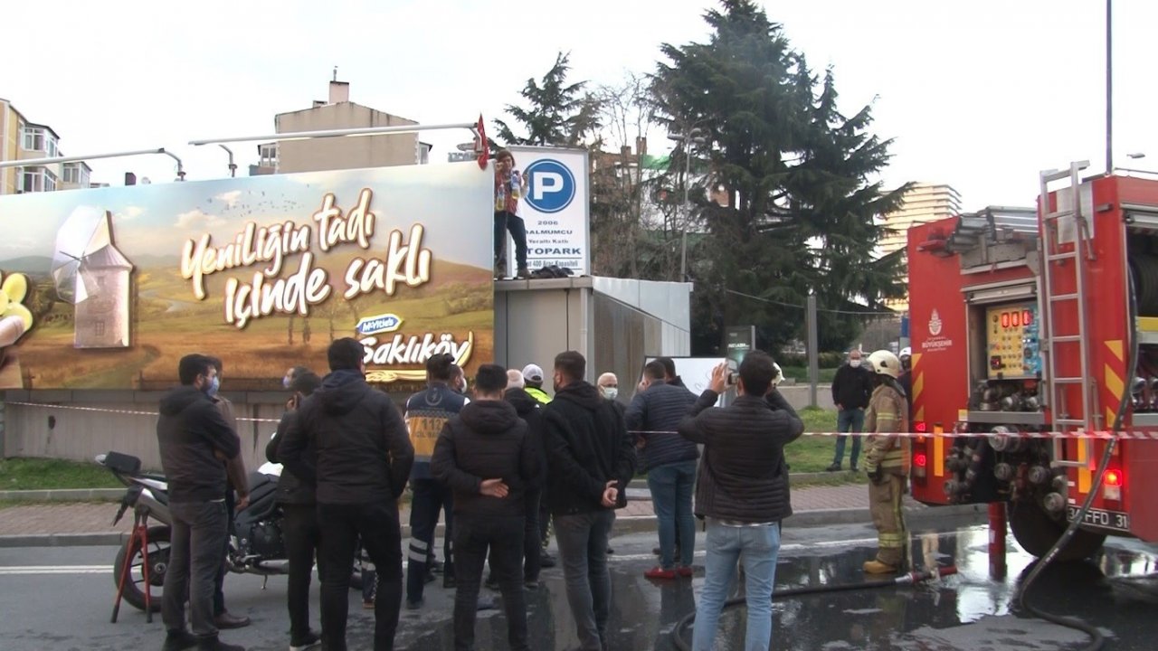 Şişli’de Korku Dolu Anlar: Boynuna Benzin Dolu Şişe Bağladı, İntihara Kalkıştı