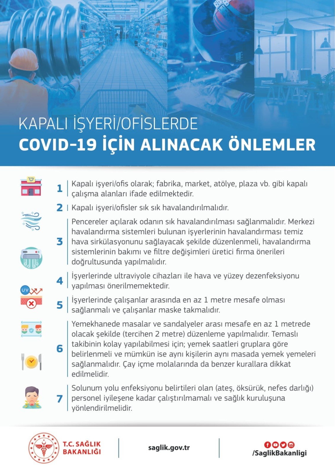 Sağlık Bakanlığı’ndan, “i̇şyeri/ofislerde Covid-19 İçin Alınacak Önlemler” Açıklaması